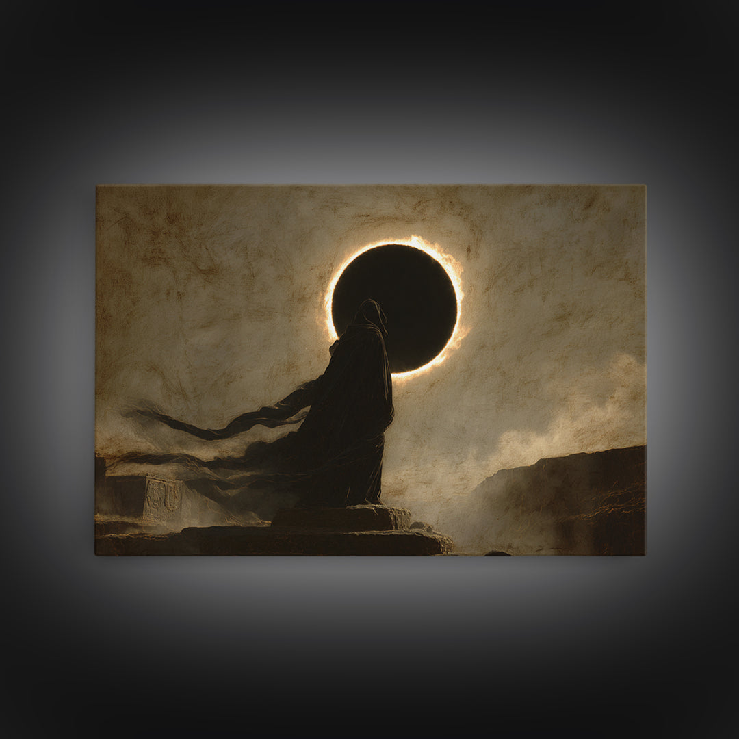 The Eclipse Summoning, Romantic Gothic Landscape, Landscape Wall Art, Macabre Wall Art, Canvas Print, Halloween Wall Art