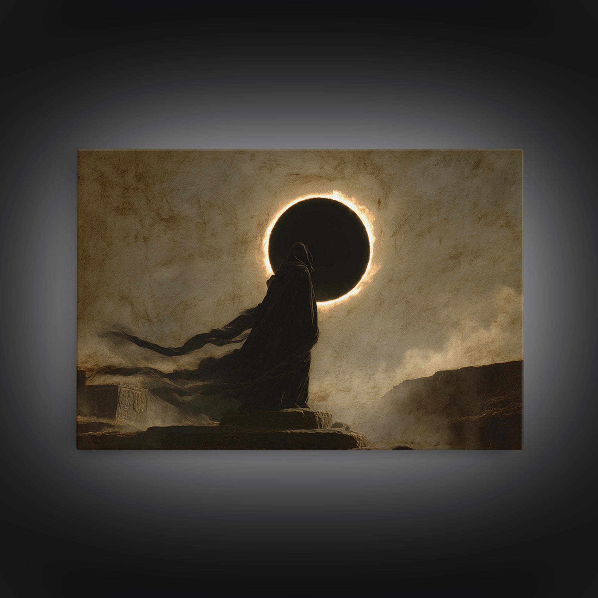 The Eclipse Summoning, Romantic Gothic Landscape, Landscape Wall Art, Macabre Wall Art, Canvas Print, Halloween Wall Art