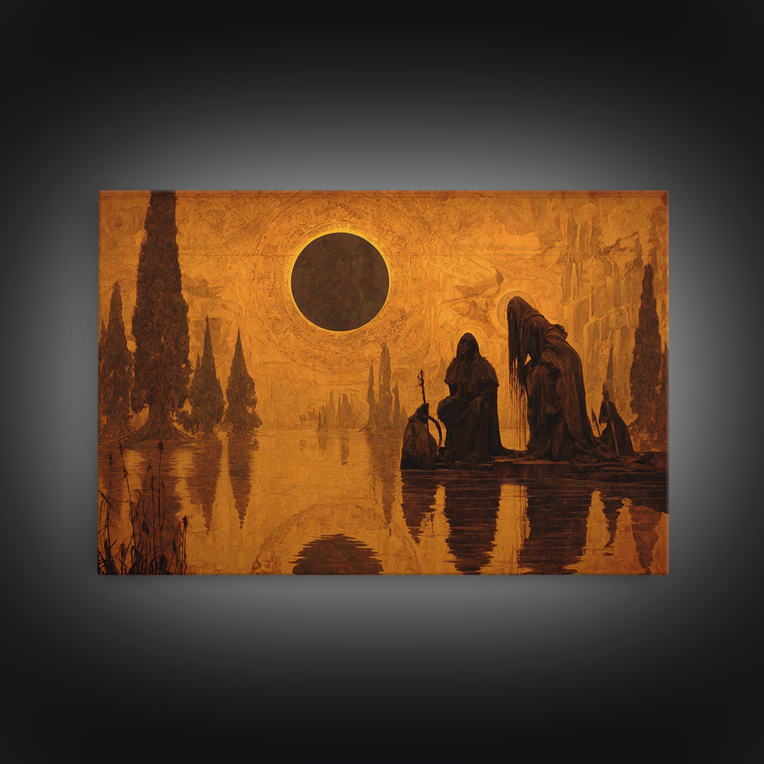 The Eclipse Summoning, Symbolist Gothic Landscape, Landscape Wall Art, Gothic Horror Wall Art, Canvas Print, Halloween Wall Art