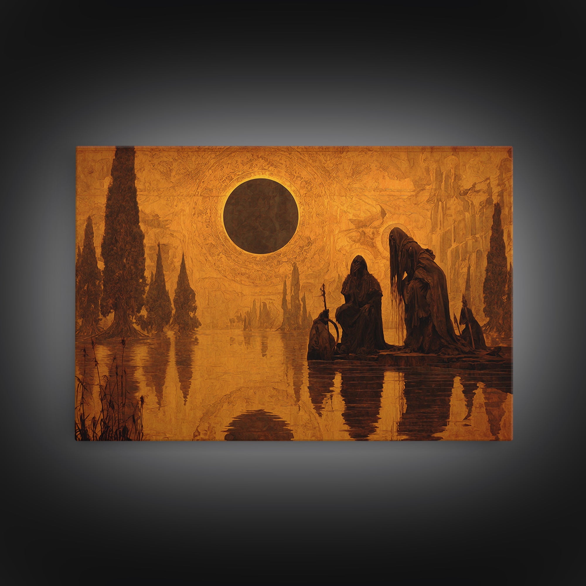 The Eclipse Summoning, Symbolist Gothic Landscape, Landscape Wall Art, Gothic Horror Wall Art, Canvas Print, Halloween Wall Art