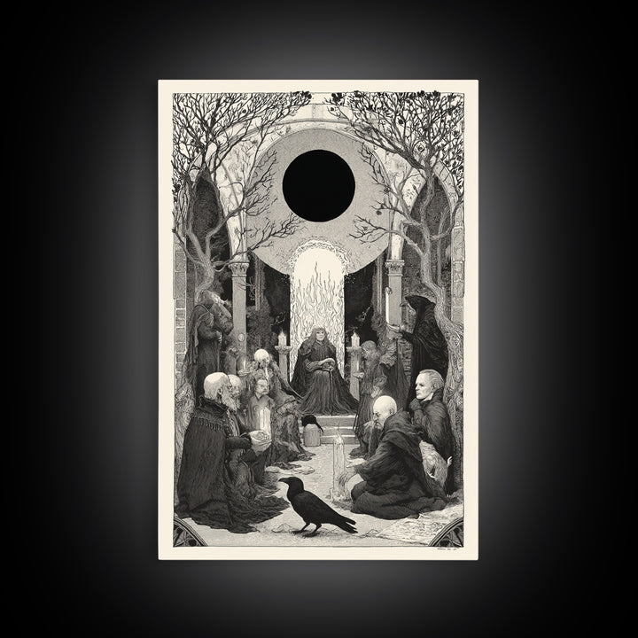 The Eclipse Summoning, Victorian Macabre Art, Vertical Wall Art, Gothic Horror Wall Art, Canvas Print, Halloween Wall Art