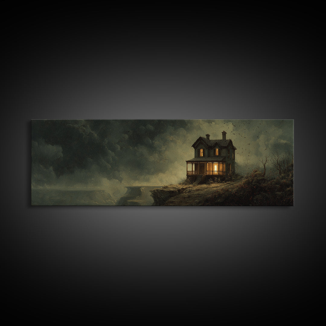 The Last House At The World'S Edge, Medieval Grotesque Art, Extra Wide Wall Art, Macabre Wall Art, Framed Canvas Print
