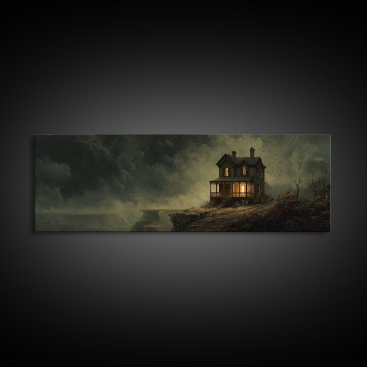 The Last House At The World'S Edge, Medieval Grotesque Art, Extra Wide Wall Art, Macabre Wall Art, Framed Canvas Print