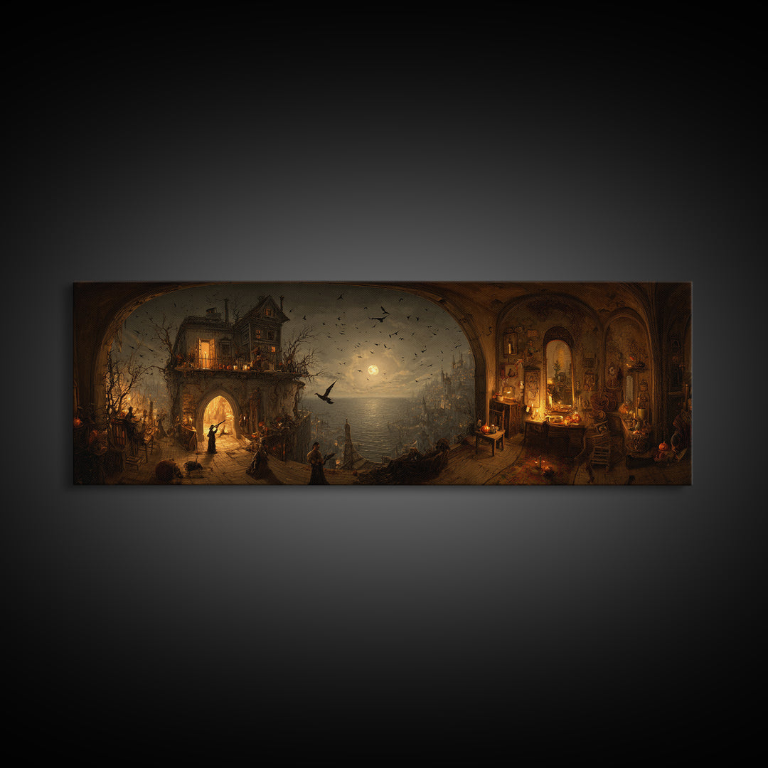 The Last House At The World'S Edge, Northern Renaissance Horror, Extra Wide Wall Art, Dark Halloween Decor, Canvas Print