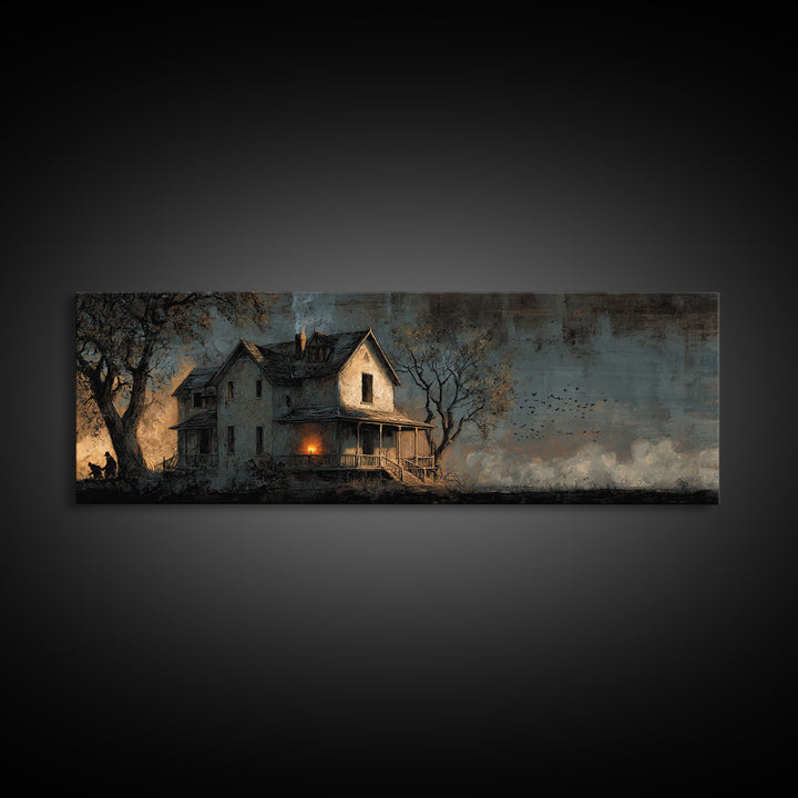The Last House At The World'S Edge, Dark Romantic Horror Art, Extra Wide Wall Art, Dark Fantasy Wall Art, Framed Canvas Print