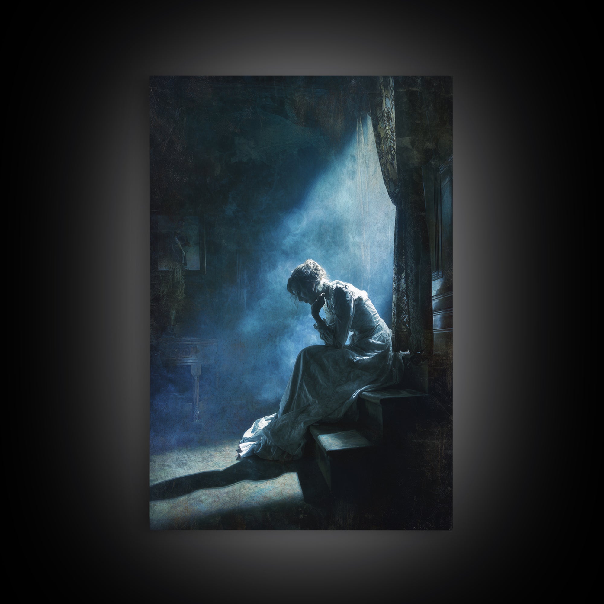 The Last House At The World'S Edge, Gothic Nightmare Art, Vertical Wall Art, Dark Halloween Decor, Canvas Print, Halloween Wall Art