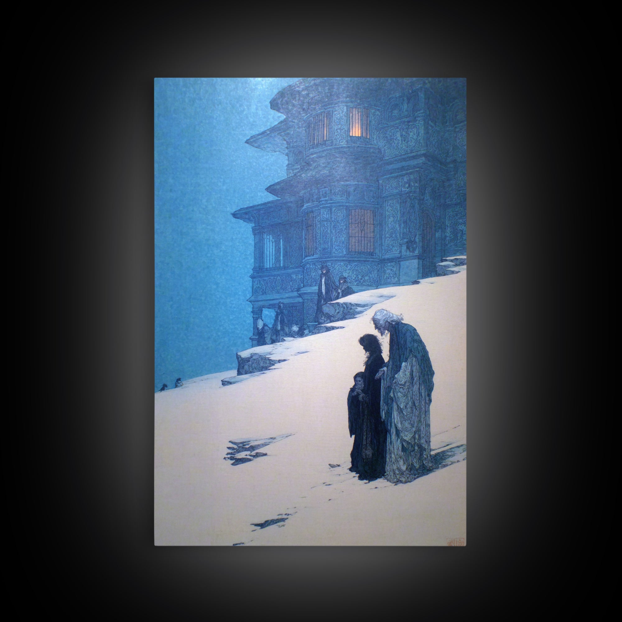 The Last House At The World'S Edge, Symbolist Death Art, Vertical Wall Art, Gothic Horror Wall Art, Framed Canvas Print