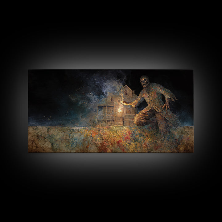 The Last House At The World'S Edge, Grotesque Carnival Art, Wide Panoramic Art, Macabre Wall Art, Canvas Print, Halloween Wall Art
