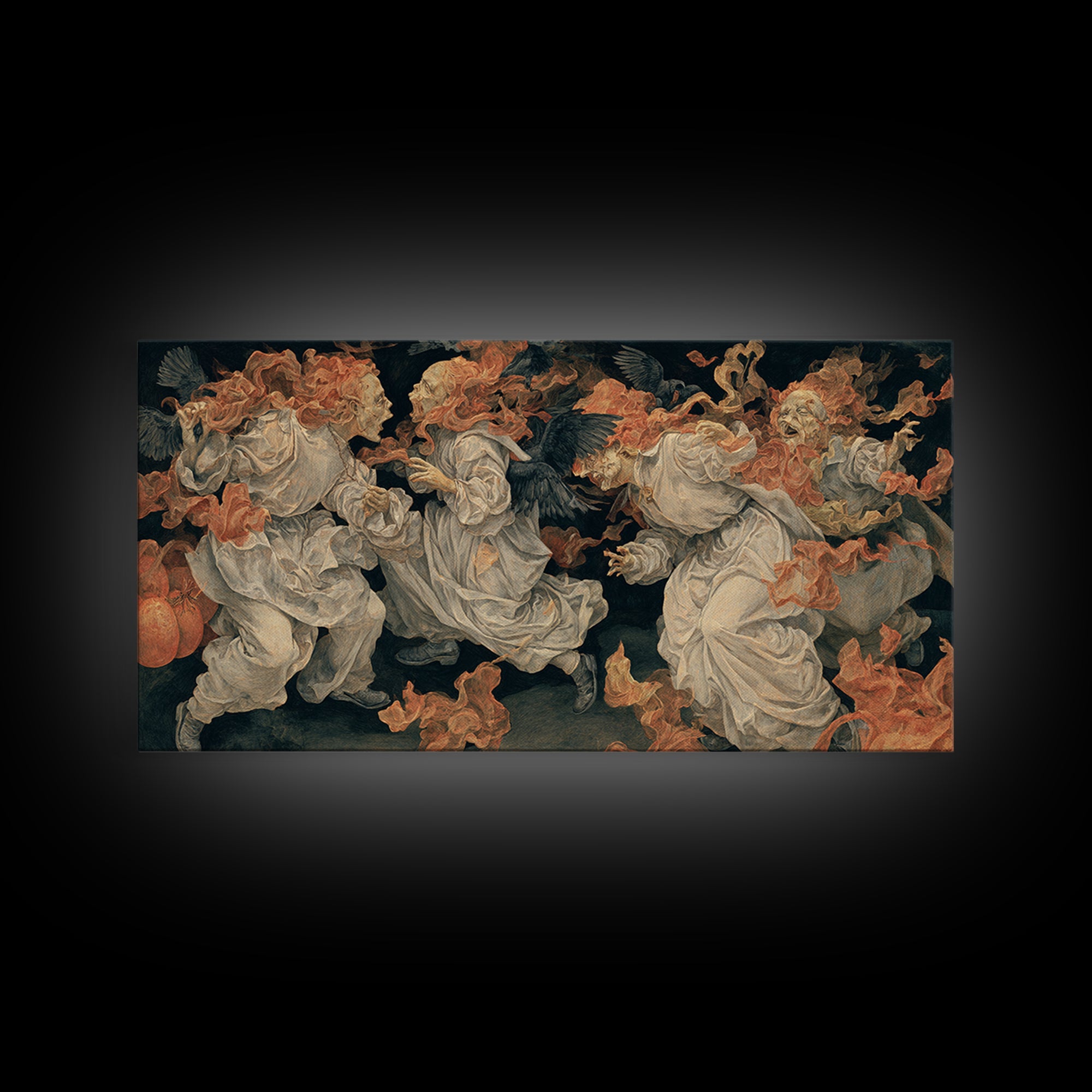 Halloween On Another Planet, Dark Renaissance Art, Wide Panoramic Art, Dark Halloween Decor, Canvas Print, Halloween Wall Art