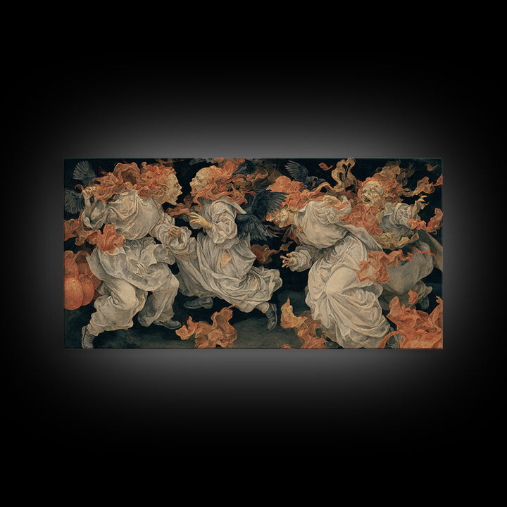 Halloween On Another Planet, Dark Renaissance Art, Wide Panoramic Art, Dark Halloween Decor, Canvas Print, Halloween Wall Art