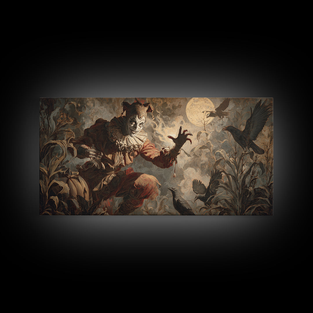 Halloween On Another Planet, Gothic Nightmare Art, Wide Panoramic Art, Macabre Wall Art, Framed Canvas Print, Halloween Wall Art