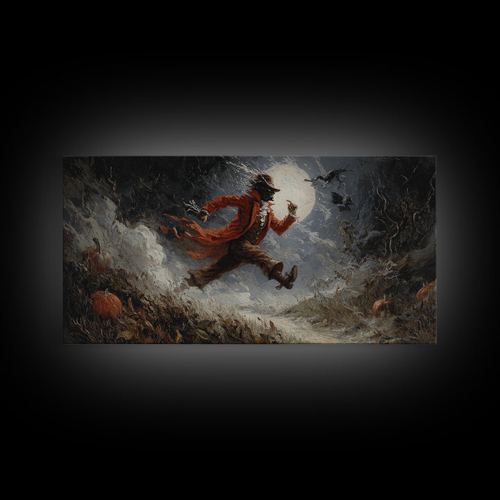 Halloween On Another Planet, Visionary Gothic Art, Wide Panoramic Art, Dark Fantasy Wall Art, Canvas Print, Halloween Wall Art