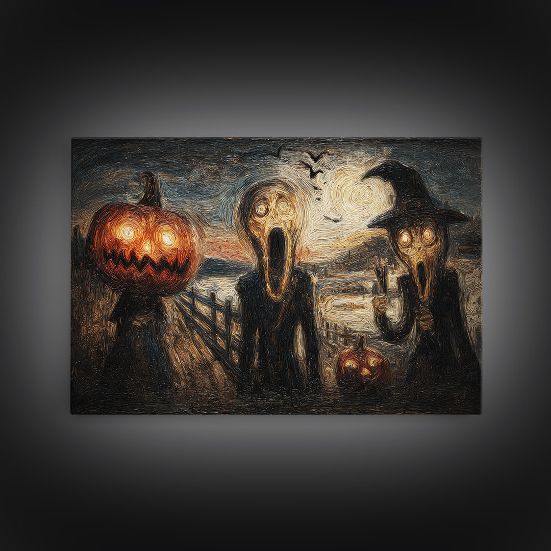 Halloween On Another Planet, Expressionist Gothic Art, Landscape Wall Art, Gothic Horror Wall Art, Framed Canvas Print, Halloween Wall Art