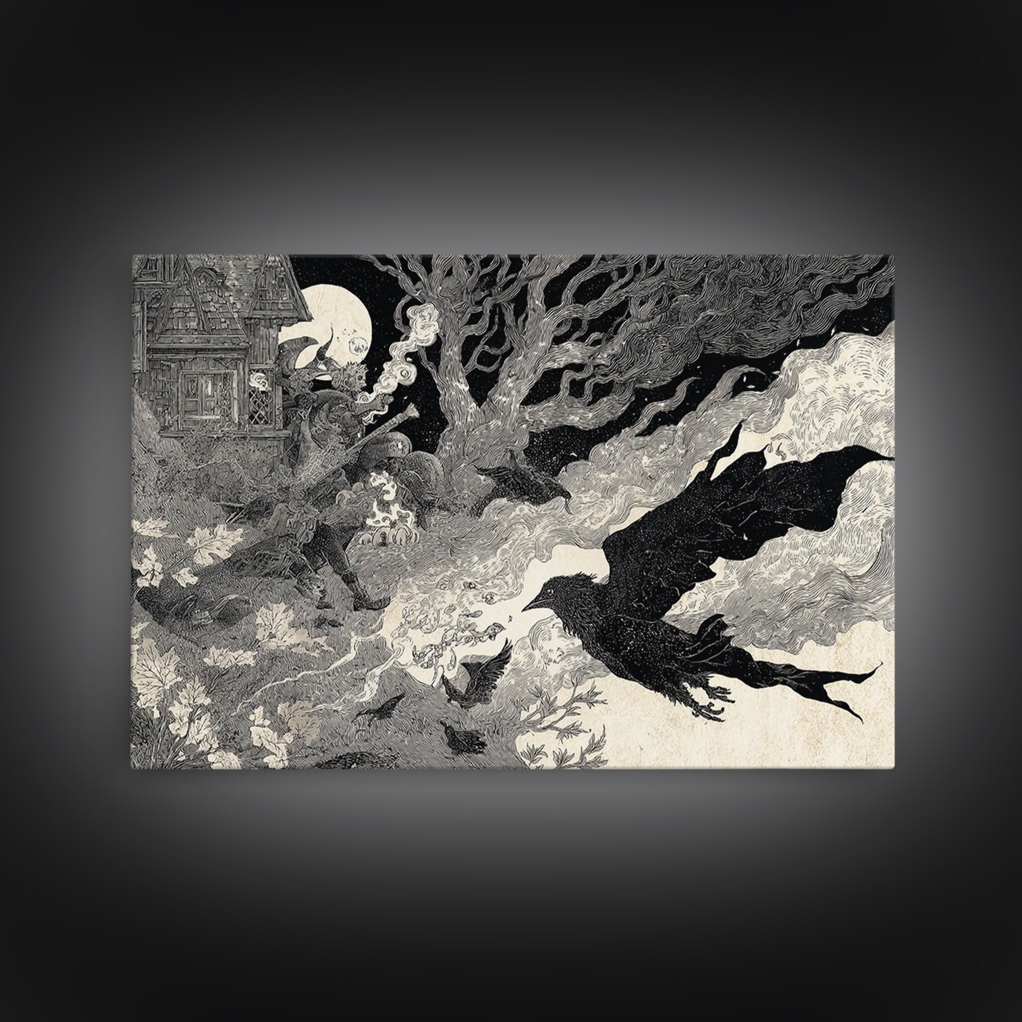 Halloween On Another Planet, Victorian Macabre Art, Landscape Wall Art, Macabre Wall Art, Framed Canvas Print, Halloween Wall Art