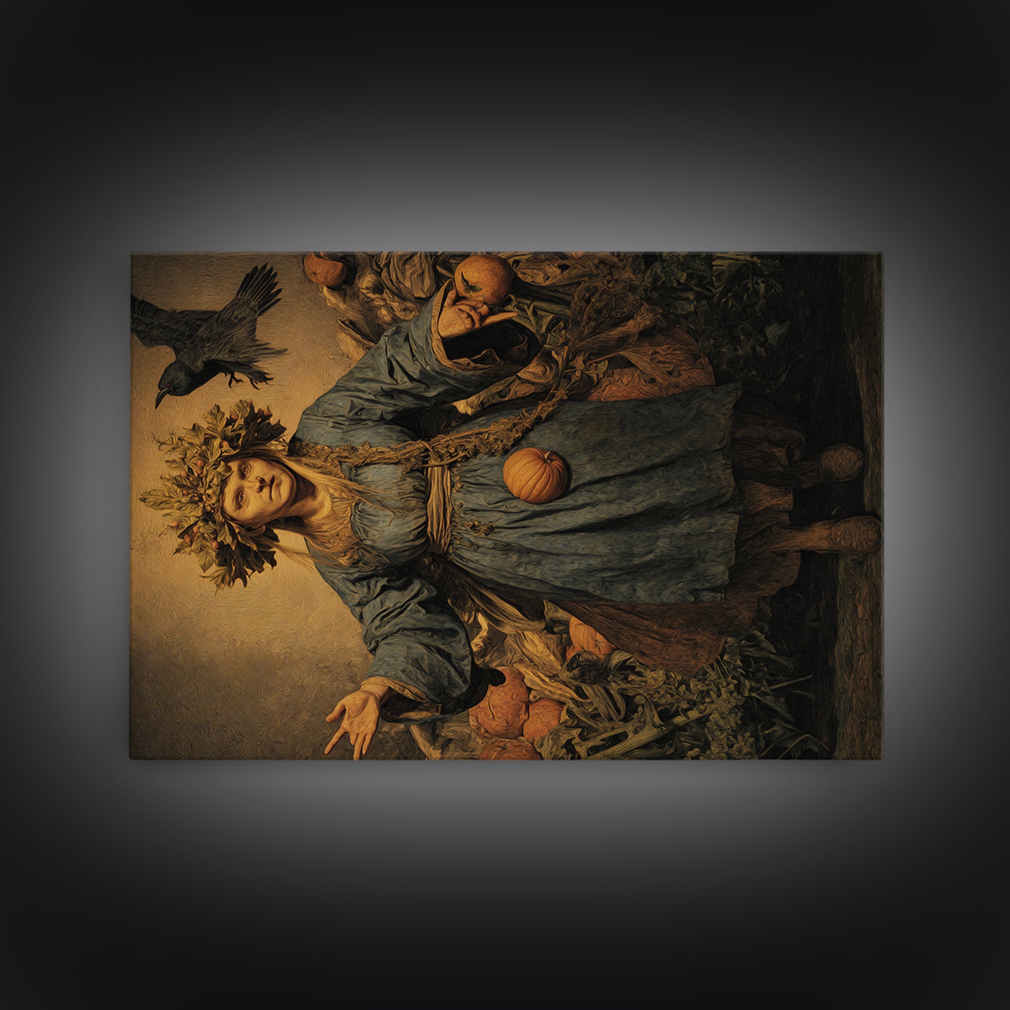 The Personification Of October, Medieval Grotesque Art, Landscape Wall Art, Gothic Horror Wall Art, Framed Canvas Print