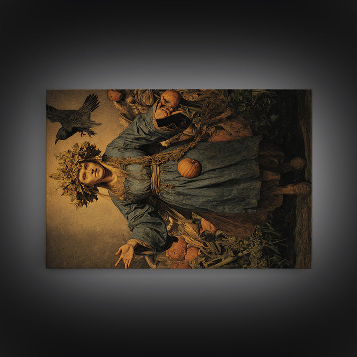 The Personification Of October, Medieval Grotesque Art, Landscape Wall Art, Gothic Horror Wall Art, Framed Canvas Print