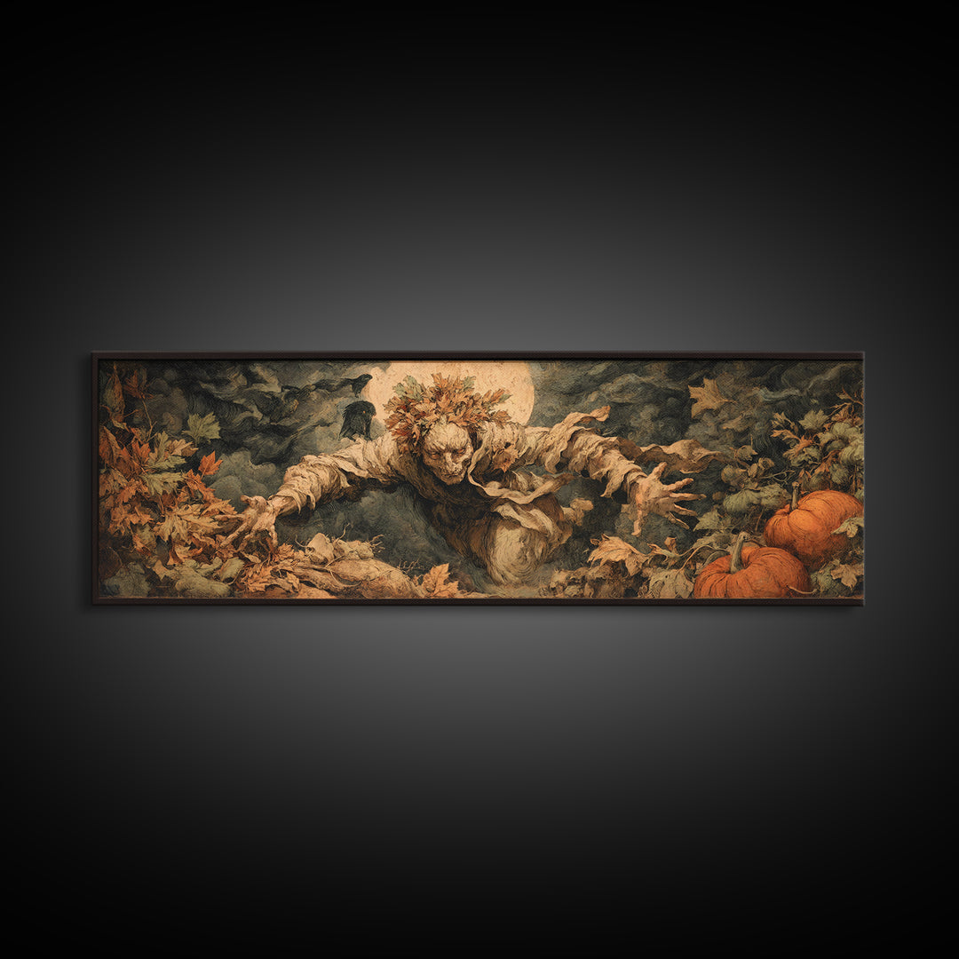 The Personification Of October, Dark Renaissance Art, Extra Wide Wall Art, Dark Fantasy Wall Art, Framed Canvas Print