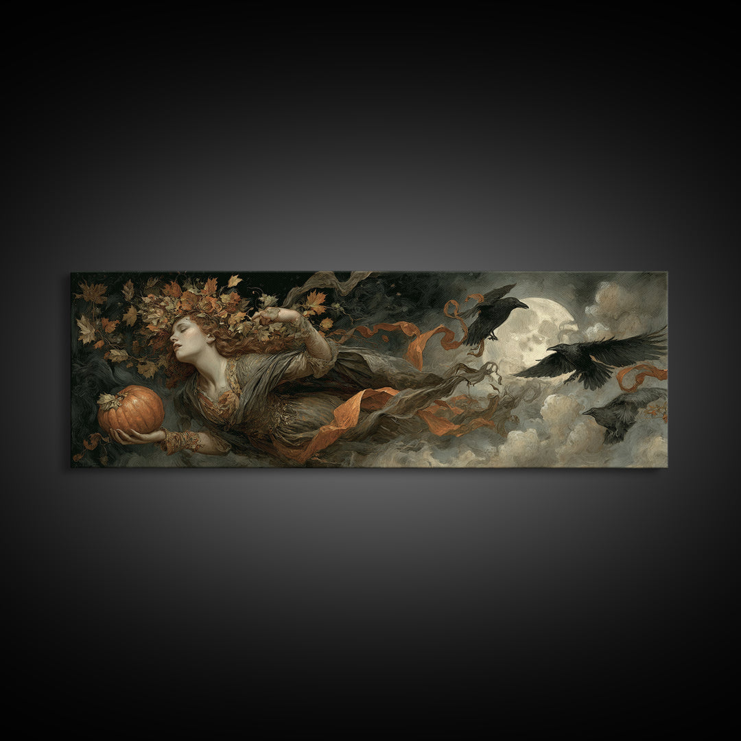 The Personification Of October, Gothic Nightmare Art, Extra Wide Wall Art, Gothic Horror Wall Art, Canvas Print, Halloween Wall Art