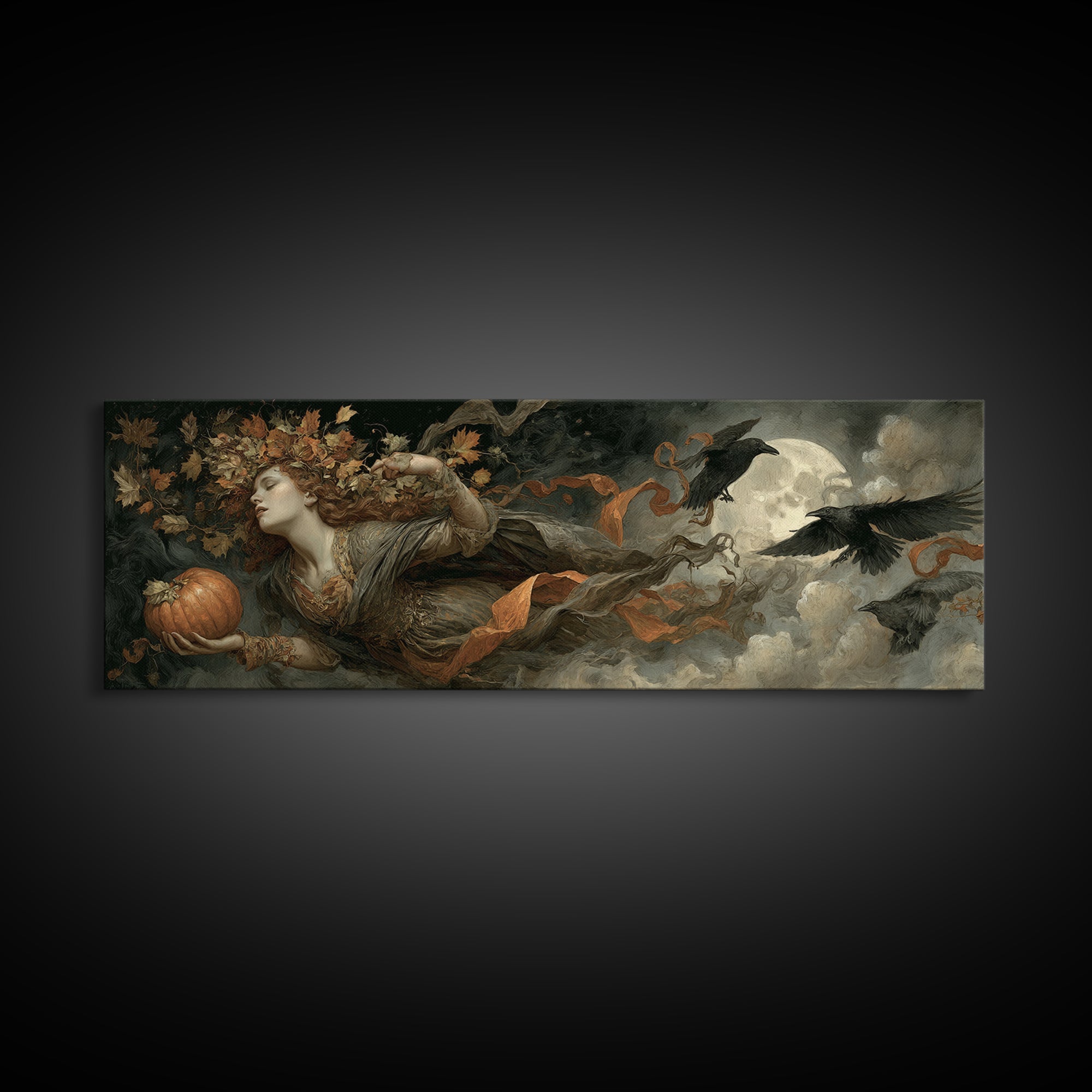 The Personification Of October, Gothic Nightmare Art, Extra Wide Wall Art, Gothic Horror Wall Art, Canvas Print, Halloween Wall Art