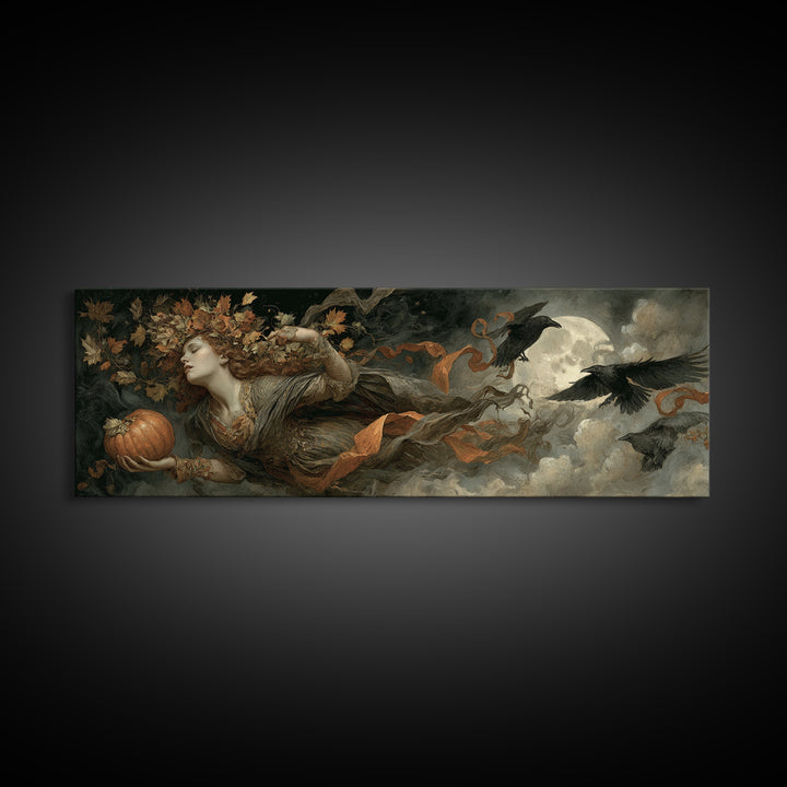 The Personification Of October, Gothic Nightmare Art, Extra Wide Wall Art, Gothic Horror Wall Art, Canvas Print, Halloween Wall Art