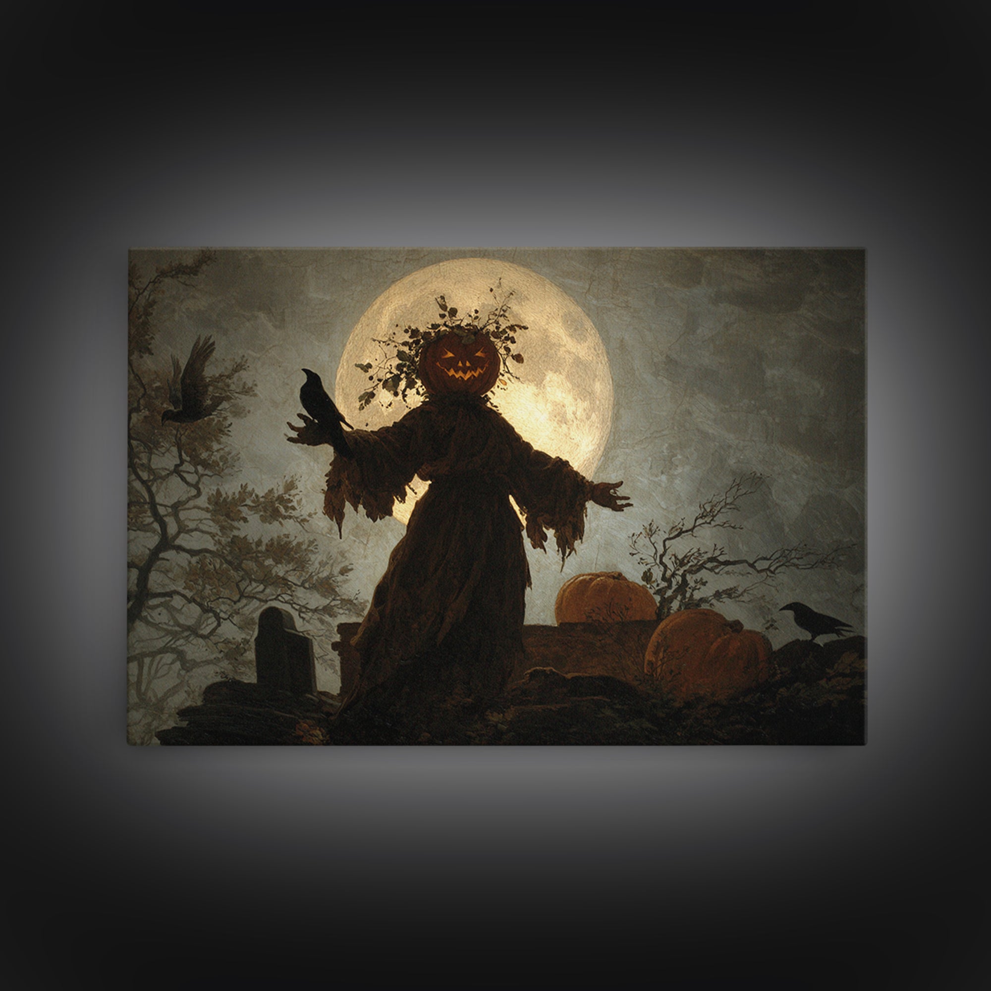 The Personification Of October, Romantic Gothic Landscape, Landscape Wall Art, Macabre Wall Art, Canvas Print, Halloween Wall Art