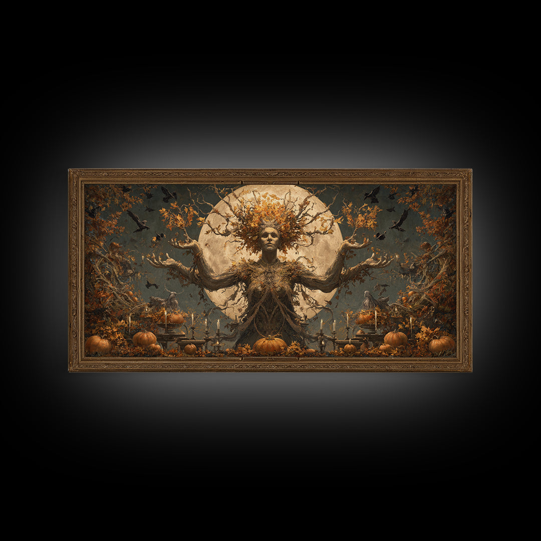 The Personification Of October, Apocalyptic Romantic Art, Wide Panoramic Art, Gothic Horror Wall Art, Canvas Print, Halloween Wall Art