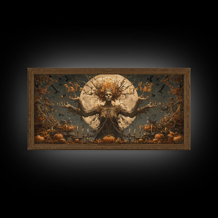 The Personification Of October, Apocalyptic Romantic Art, Wide Panoramic Art, Gothic Horror Wall Art, Canvas Print, Halloween Wall Art