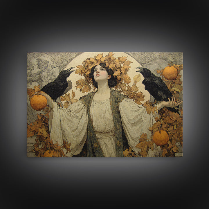 The Personification Of October, Symbolist Death Art, Landscape Wall Art, Dark Fantasy Wall Art, Framed Canvas Print