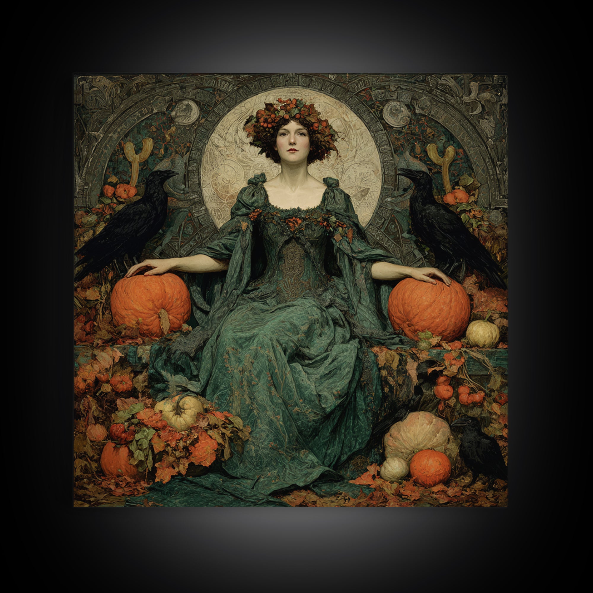 The Personification Of October, Dark Symbolist Art, Square Wall Art, Dark Fantasy Wall Art, Framed Canvas Print, Gothic Home Decor