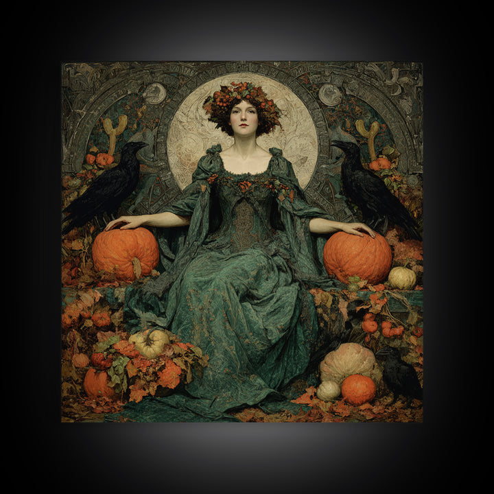 The Personification Of October, Dark Symbolist Art, Square Wall Art, Dark Fantasy Wall Art, Framed Canvas Print, Gothic Home Decor