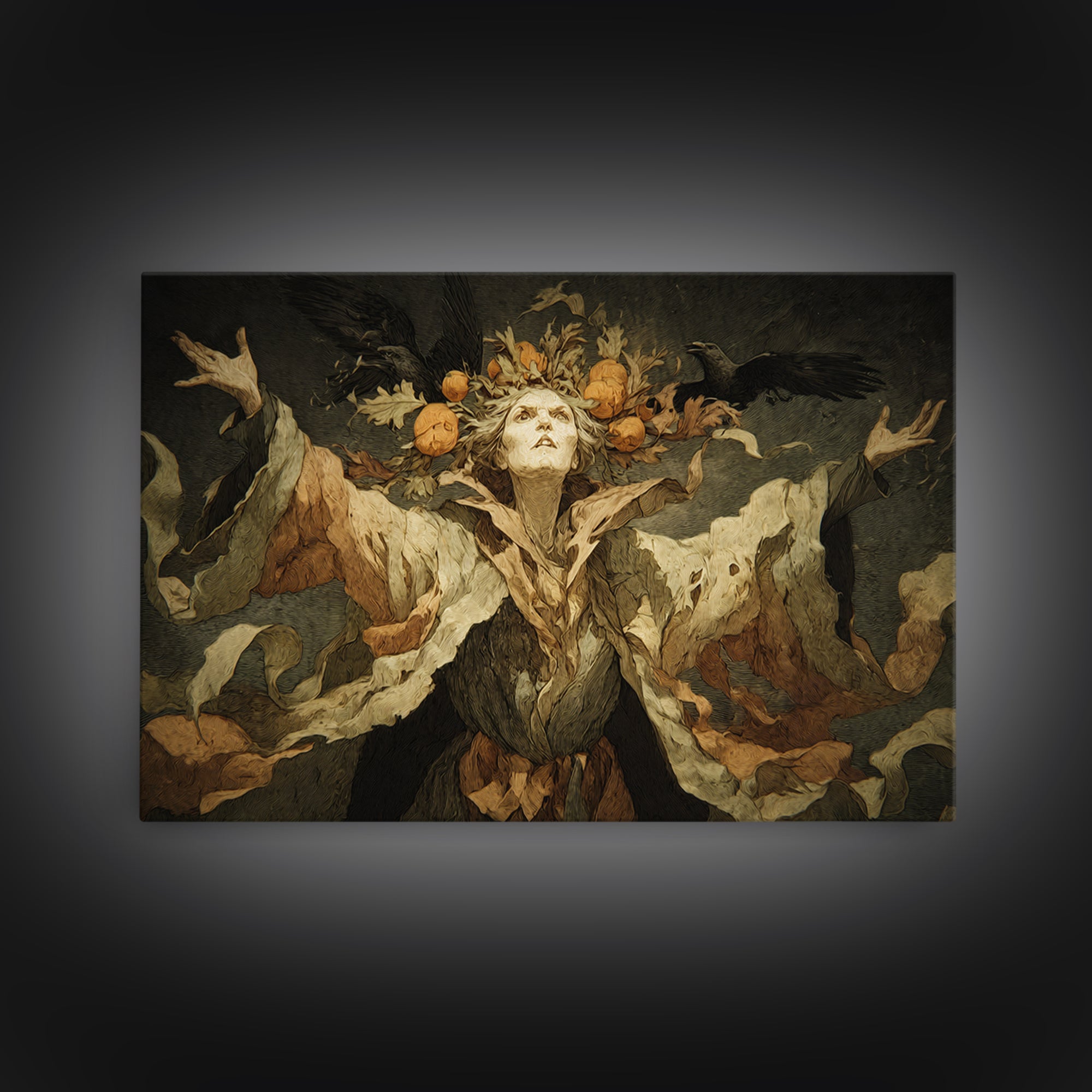 The Personification Of October, Expressionist Nightmare Art, Landscape Wall Art, Dark Fantasy Wall Art, Canvas Print, Halloween Wall Art