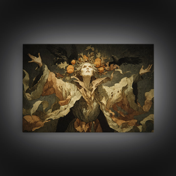 The Personification Of October, Expressionist Nightmare Art, Landscape Wall Art, Dark Fantasy Wall Art, Canvas Print, Halloween Wall Art