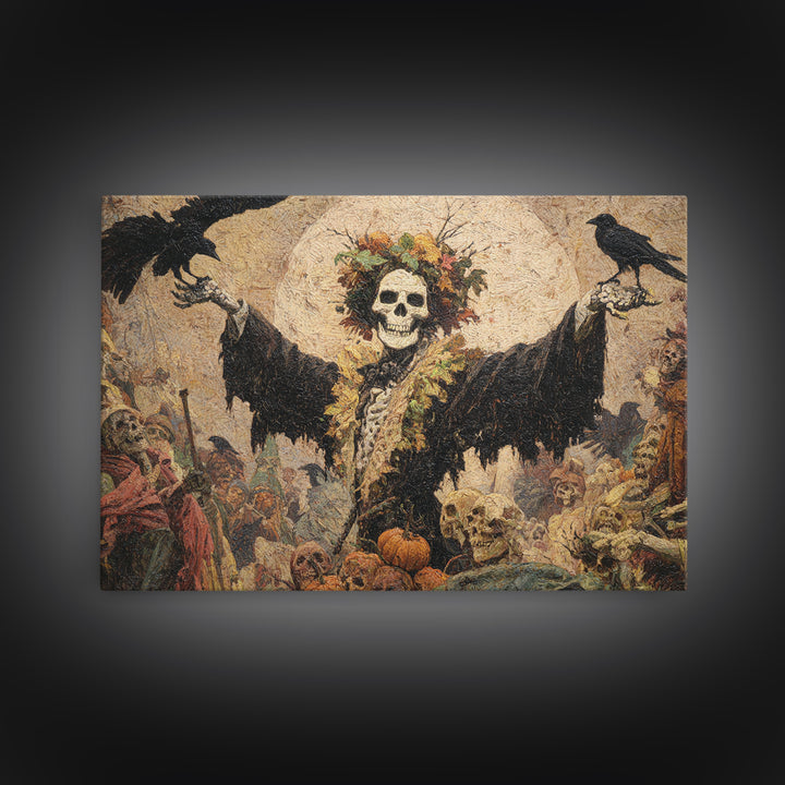 The Personification Of October, Grotesque Carnival Art, Landscape Wall Art, Macabre Wall Art, Framed Canvas Print, Halloween Wall Art