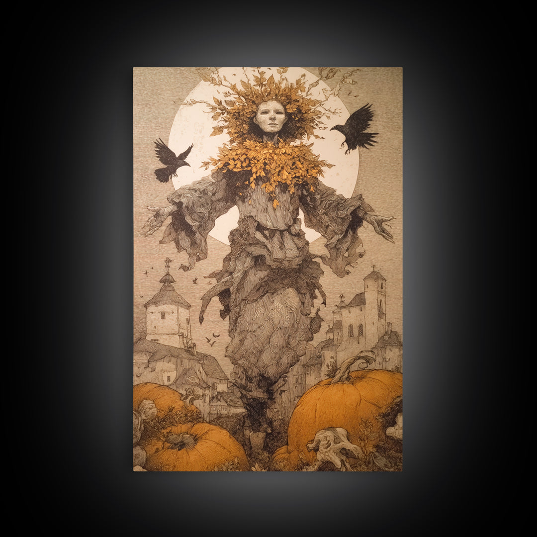 The Personification Of October, Victorian Macabre Art, Vertical Wall Art, Macabre Wall Art, Canvas Print, Halloween Wall Art