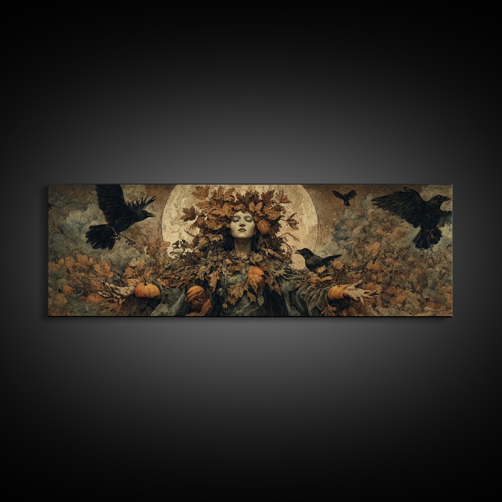 The Personification Of October, Surreal Apocalyptic Art, Extra Wide Wall Art, Gothic Horror Wall Art, Canvas Print