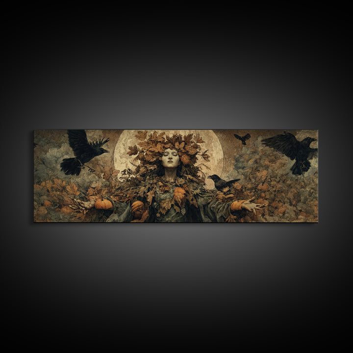 The Personification Of October, Surreal Apocalyptic Art, Extra Wide Wall Art, Gothic Horror Wall Art, Canvas Print