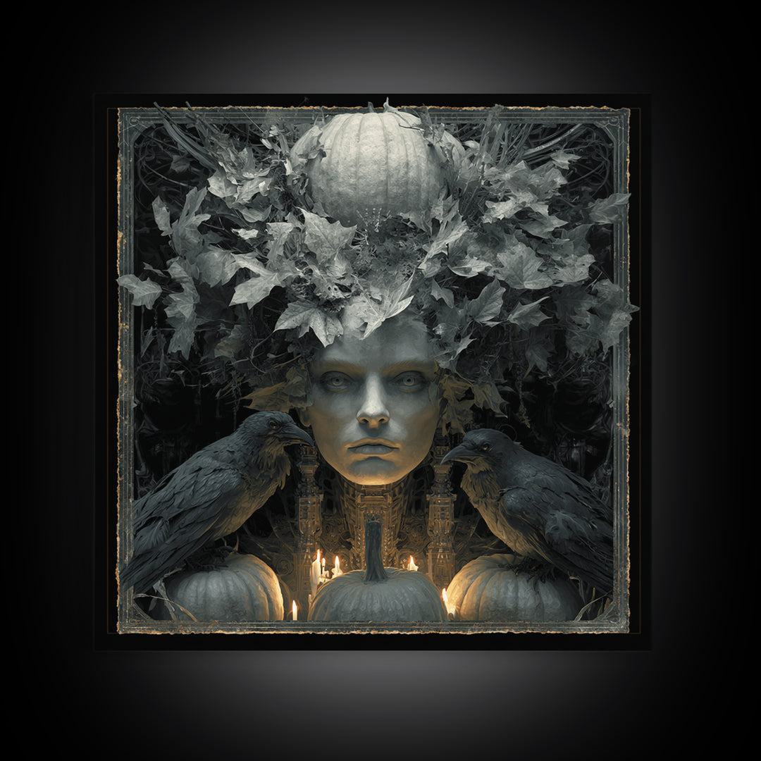 The Personification Of October, Biomechanical Horror Art, Square Wall Art, Dark Halloween Decor, Canvas Print, Halloween Wall Art