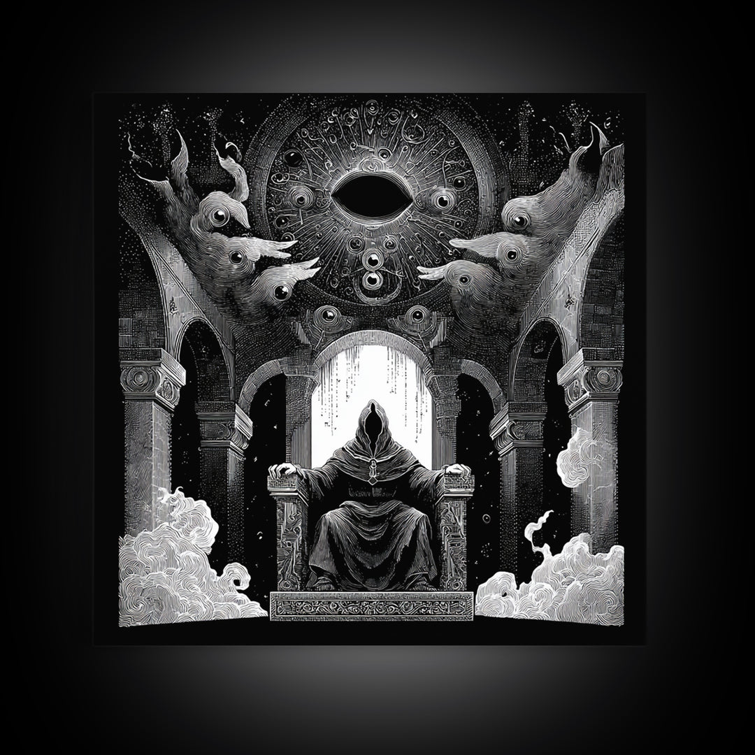 The Dreaming Priest Of The Outer Gate, Symbolist Dream Art, Square Wall Art, Dark Fantasy Wall Art, Canvas Print, Halloween Wall Art