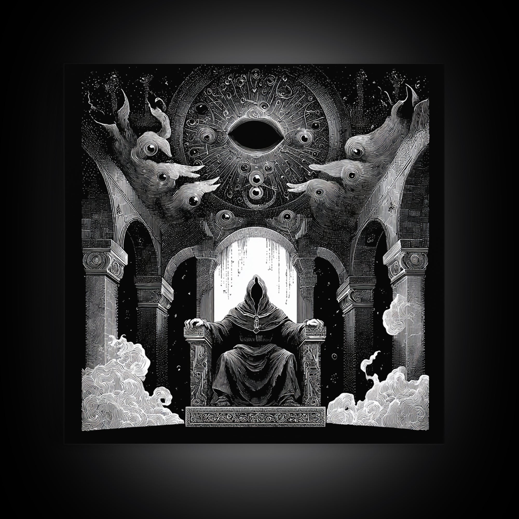 The Dreaming Priest Of The Outer Gate, Symbolist Dream Art, Square Wall Art, Dark Fantasy Wall Art, Canvas Print, Halloween Wall Art