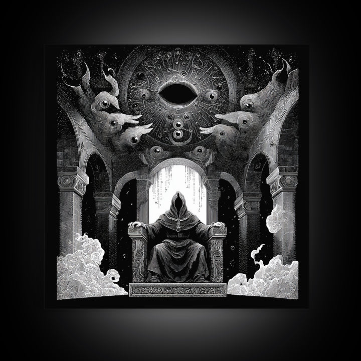 The Dreaming Priest Of The Outer Gate, Symbolist Dream Art, Square Wall Art, Dark Fantasy Wall Art, Canvas Print, Halloween Wall Art