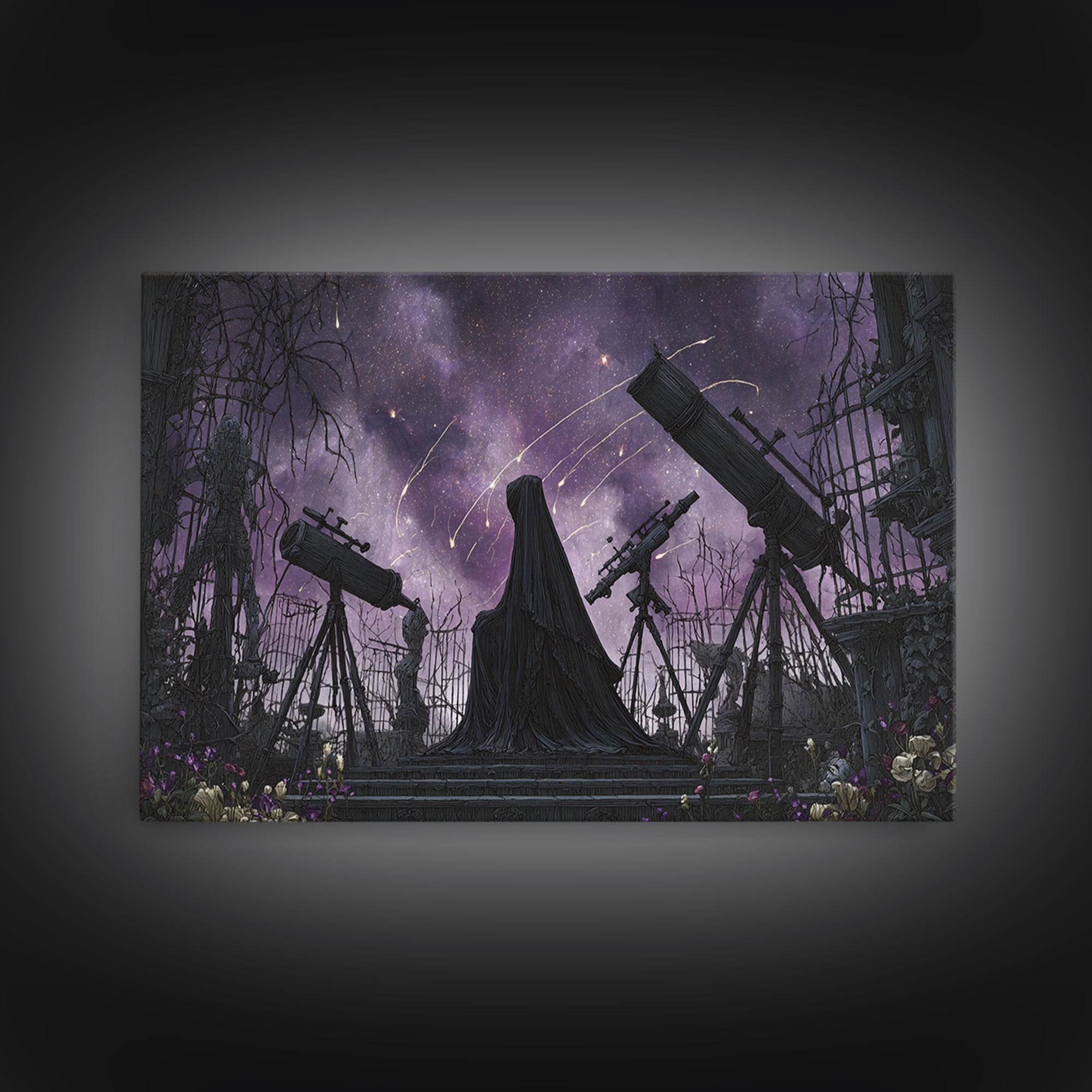 The Widow Of The Whispering Comet, Expressionist Nightmare Art, Landscape Wall Art, Macabre Wall Art, Canvas Print, Halloween Wall Art