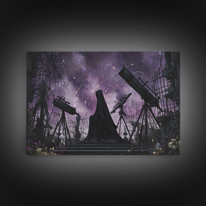 The Widow Of The Whispering Comet, Expressionist Nightmare Art, Landscape Wall Art, Macabre Wall Art, Canvas Print, Halloween Wall Art