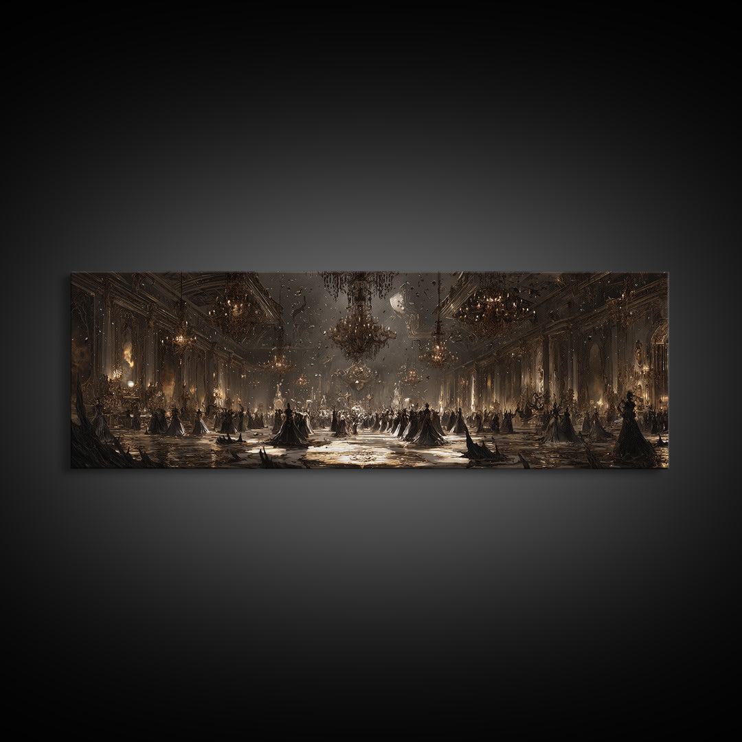 The Ballroom Of Silent Shoggoths, Symbolist Dream Art, Extra Wide Wall Art, Cosmic Horror Art, Canvas Print, Halloween Wall Art