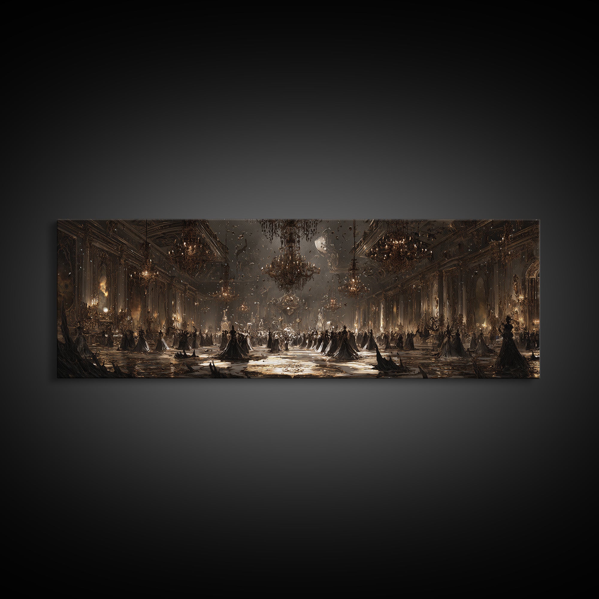 The Ballroom Of Silent Shoggoths, Symbolist Dream Art, Extra Wide Wall Art, Cosmic Horror Art, Canvas Print, Halloween Wall Art