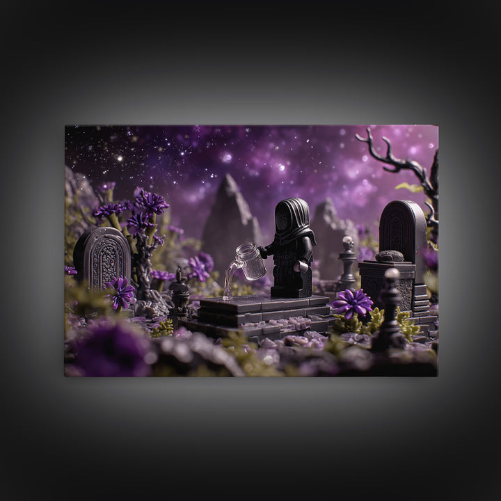 The Grave Gardener Of Yuggoth, Symbolist Gothic Landscape, Landscape Wall Art, Dark Fantasy Wall Art, Canvas Print, Halloween Wall Art