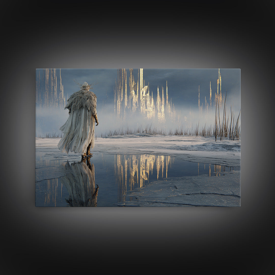 The Frost Beyond Carcosa, Symbolist Gothic Landscape, Landscape Wall Art, Dark Fantasy Wall Art, Canvas Print, Halloween Wall Art