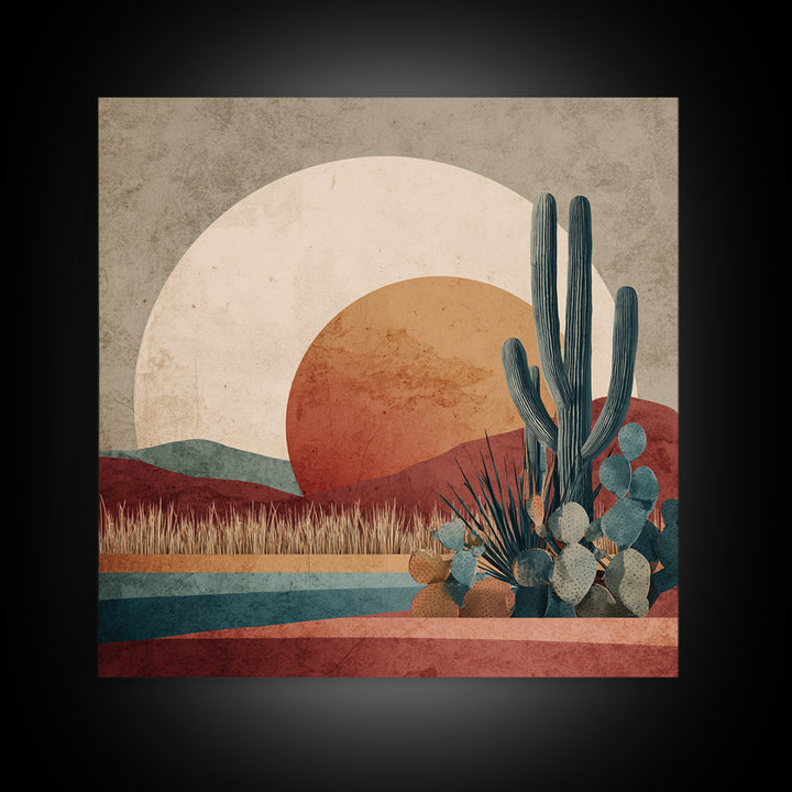 Desert Moon over Rolling Sand Canvas Print, Desert Art, Digital Download Art, Southwestern Decor, Desert, Minimalist Decor, DES-1x1-10