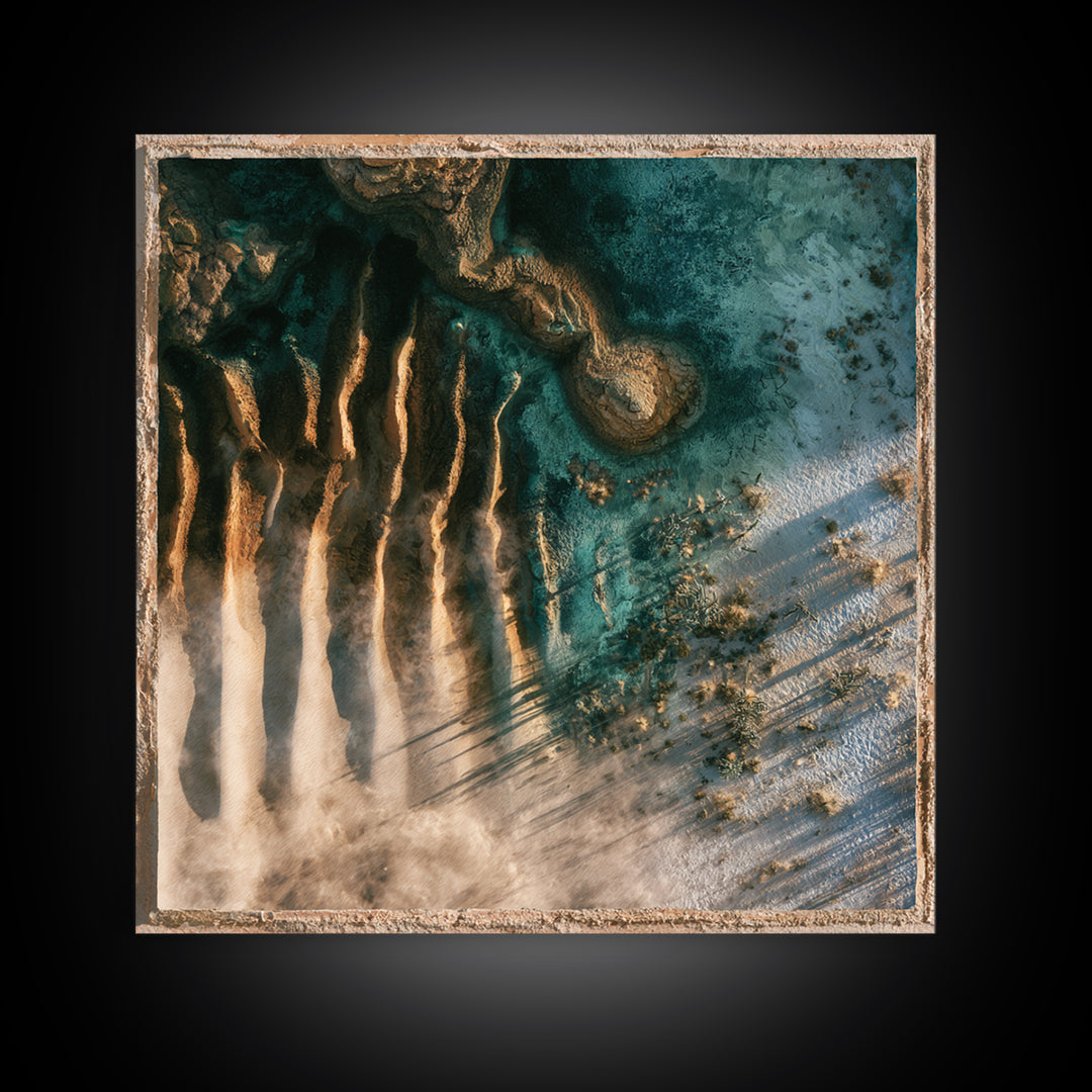 Wind Carved Dune Patterns from Above Canvas Print, Desert Art, Print, Southwestern Decor, Fine Art, Desert, Watercolor Painting, DES-1x1-20