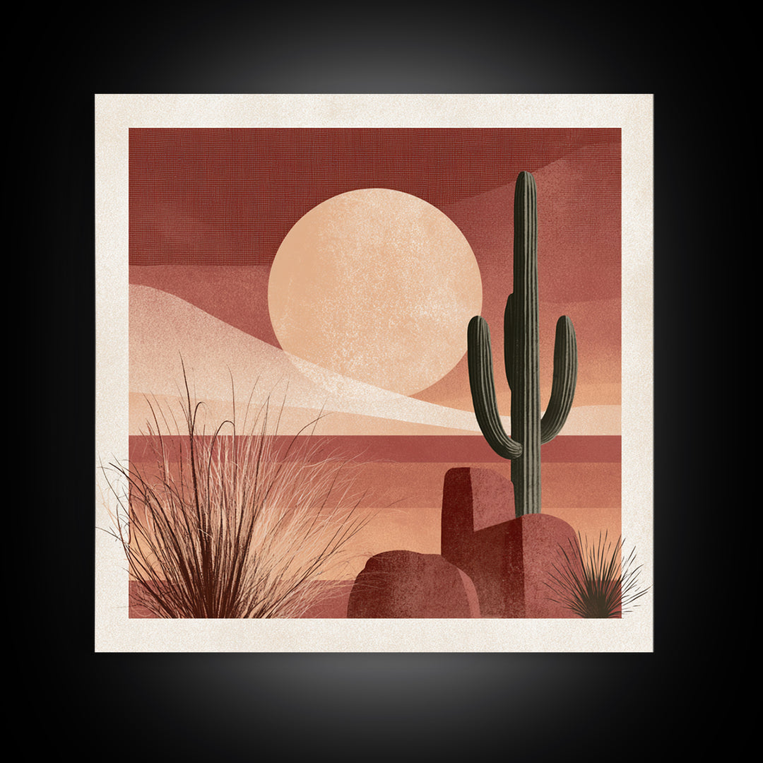 Minimal Beige Sun Canvas Print, Desert Art, Landscape Art, Southwestern Decor, Fine Art, Desert, Art Print, Textured Painting, DES-1x1-22
