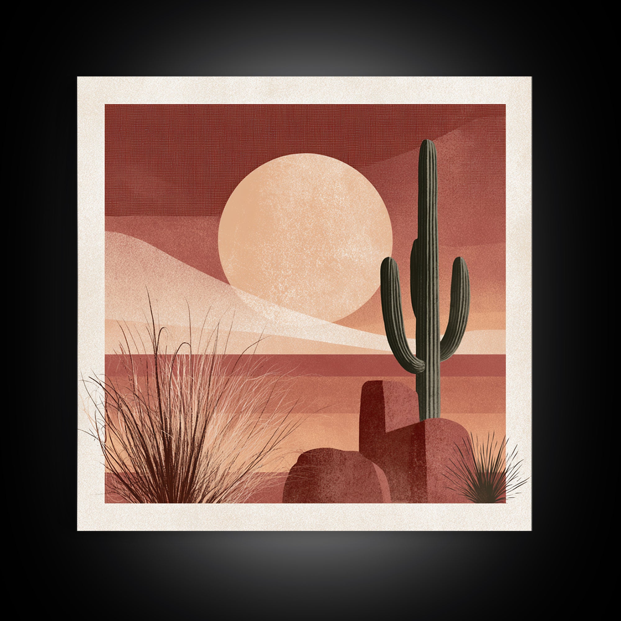 Minimal Beige Sun Canvas Print, Desert Art, Landscape Art, Southwestern Decor, Fine Art, Desert, Art Print, Textured Painting, DES-1x1-22